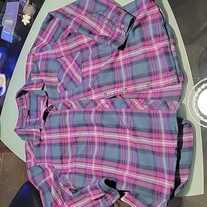 Eddie bauer. Purple/ green plaid button down. 2XL